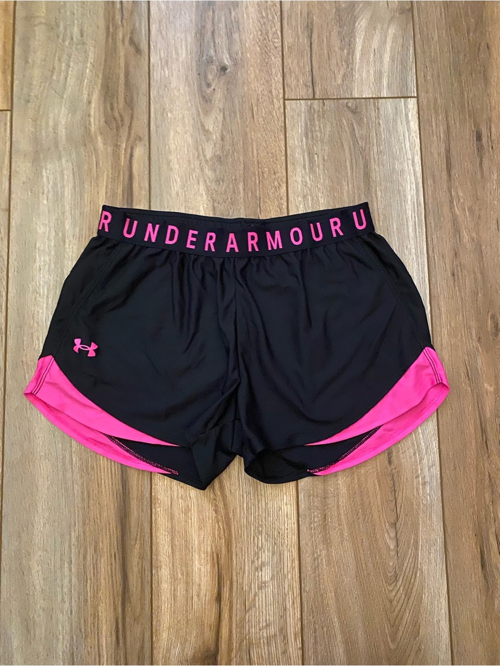 Under Armour Black Athletic Shorts with Pink Trim